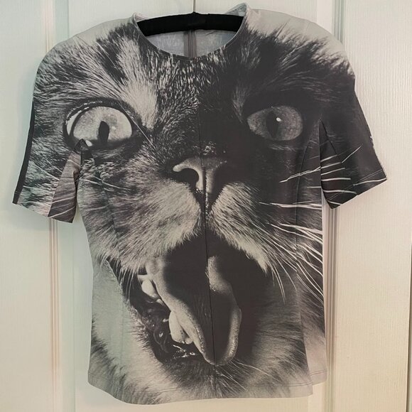 Tory Burch Animal House Cat Printed T-Shirt - size 8  - FREE SHIPPING - Picture 1 of 6